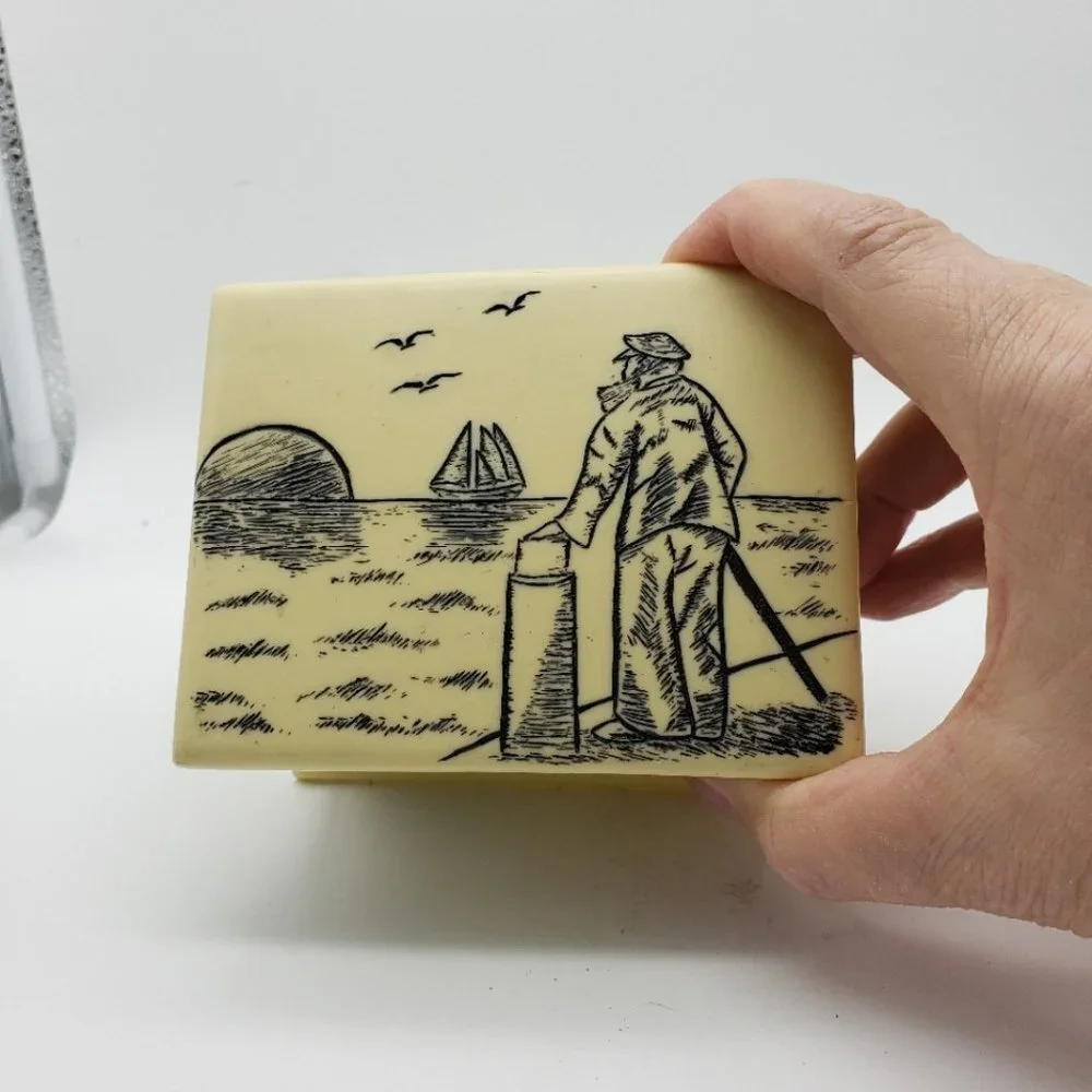 Etched Trinket Box Sailor Sailboat Anchor Design 1999